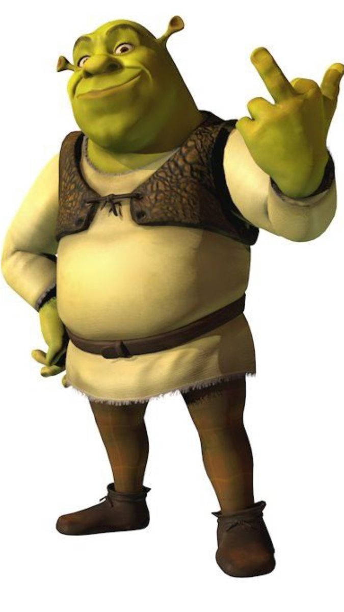 Rock On Shrek making devil horns gesture